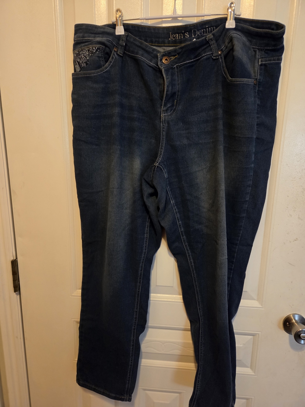 Straight Leg Dark Blue Jeans for Women by
